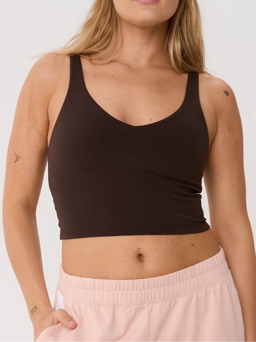 Aerie OFFLINE Real Me Low Key Longline Sports Bra - Medium Deep Earth Brown